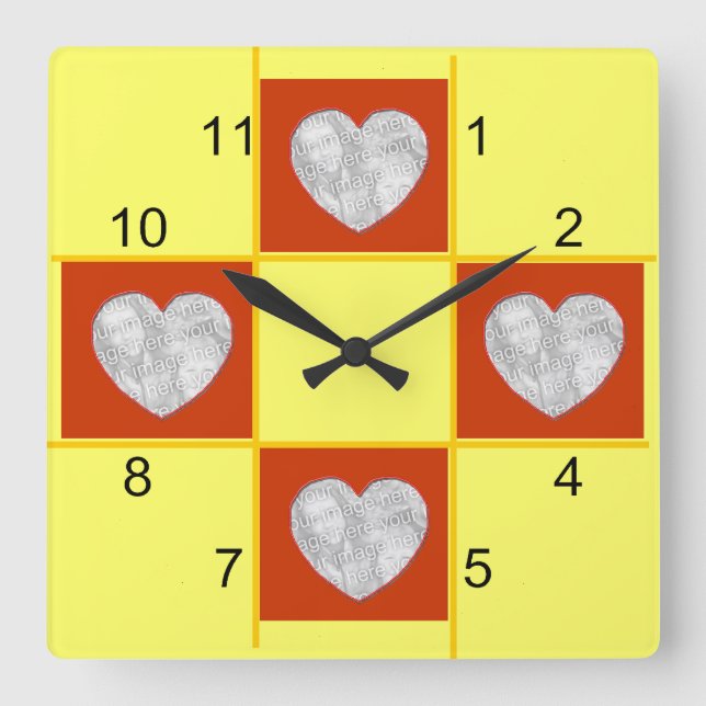 Clock - Patchwork (red heart) (Front)