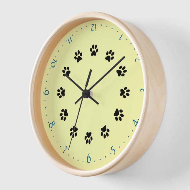 Clock - Paw Prints and Numerals (Angle)