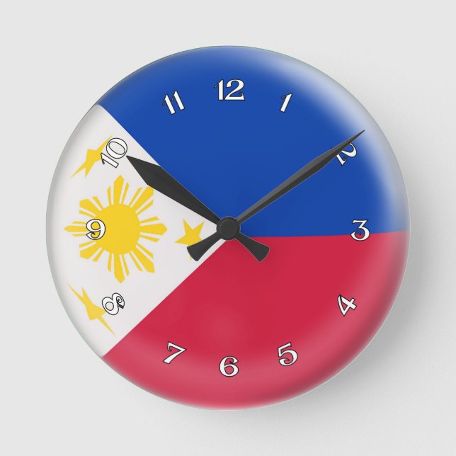 Clock Philippines Philippino flag Bubble Design (Front)