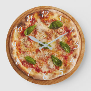 clock, pizza, round large clock