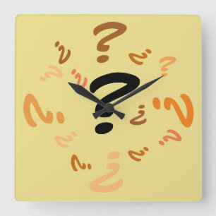 Clock - Qusetion Marks in Orange and Brown