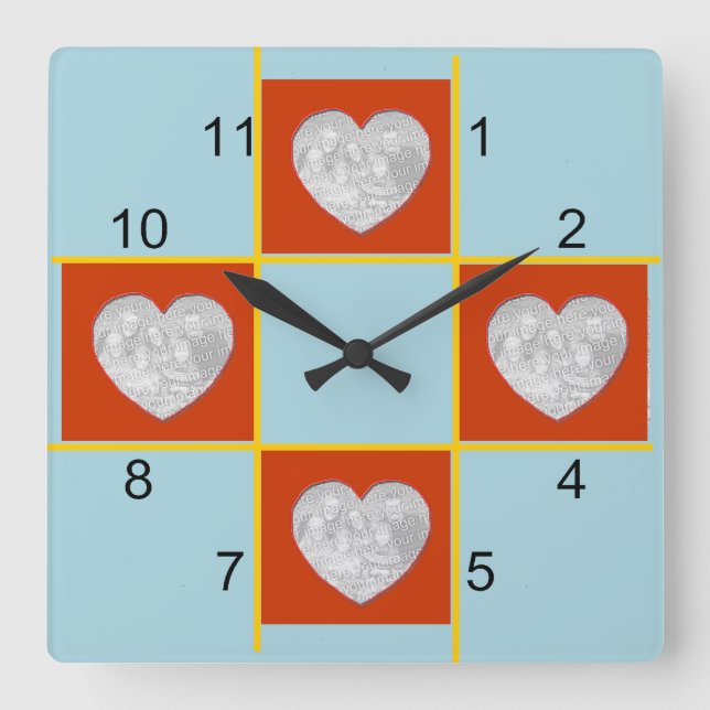 Clock - Red Heart Frames (Front)