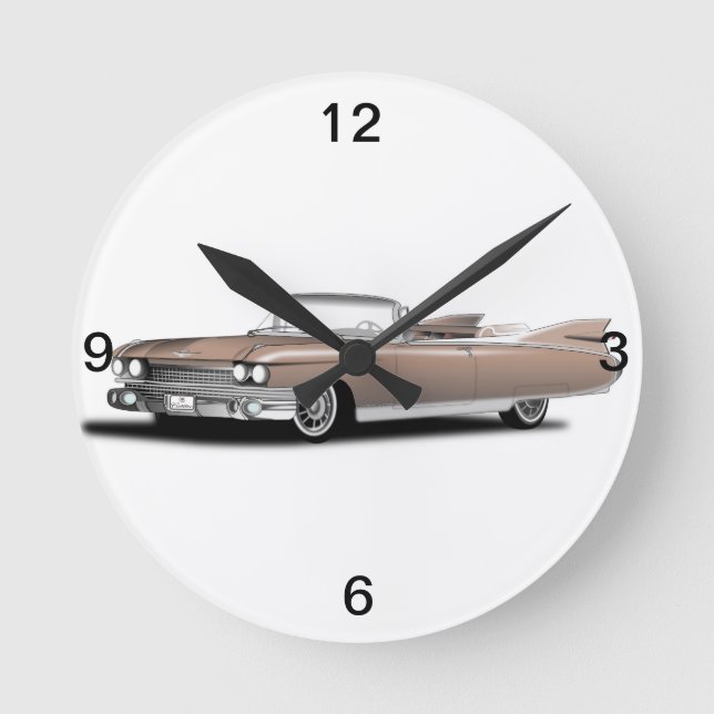 clock, retro car, cadillac round clock (Front)
