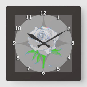 Clock - Rose and Geometric Background in Black