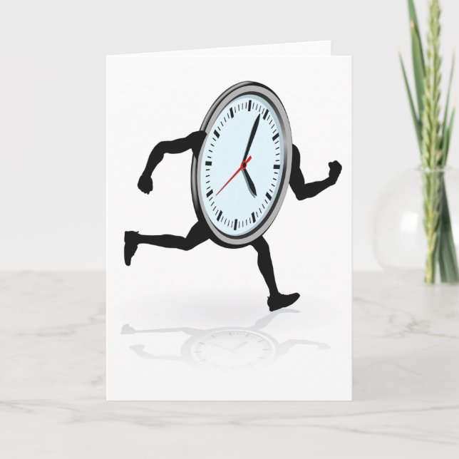 Clock Running Greeting Cards (Front)