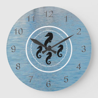 Clock - Seahorses, Water and White Rings