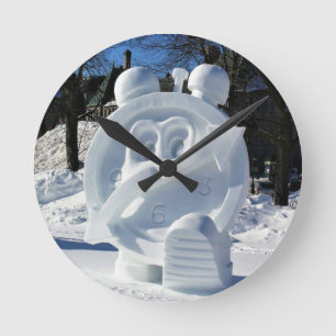 Clock Snow Sculpture, Quebec, Canada