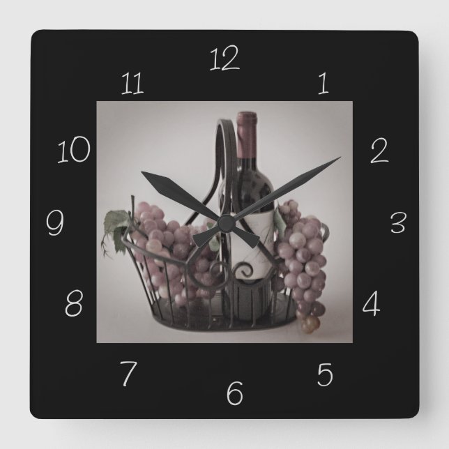 Clock Square Opt. 3 Basket w/ Wine and Grapes (Front)