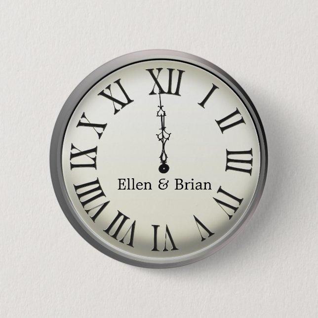 Clock Strikes Midnight New Year's Eve 6 Cm Round Badge (Front)