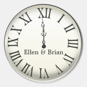 Clock Strikes Midnight New Year's Eve Classic Round Sticker