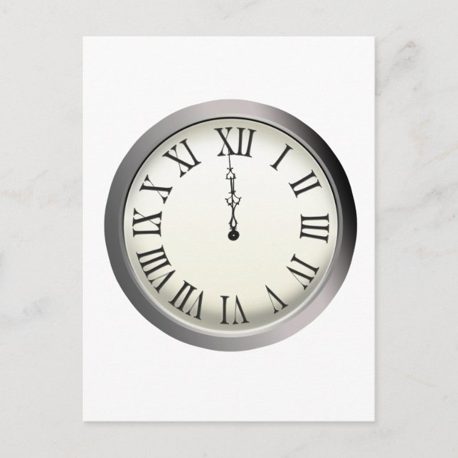 Clock Strikes Midnight New Year's Eve Holiday Postcard (Front)