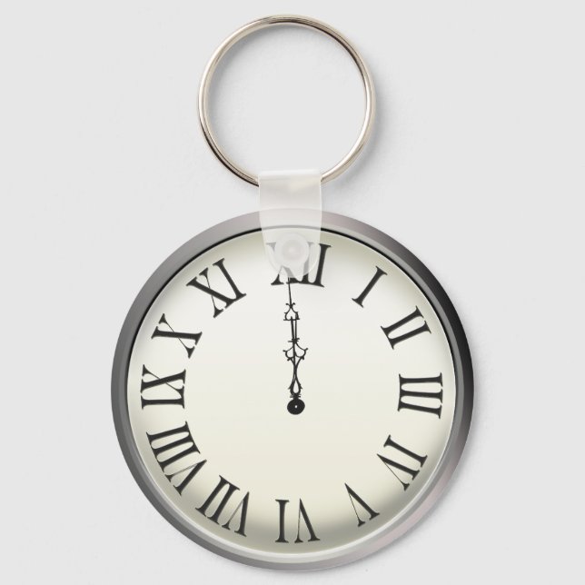 Clock Strikes Midnight New Year's Eve Key Ring (Front)