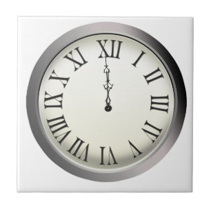 Clock Strikes Midnight New Year's Eve Tile