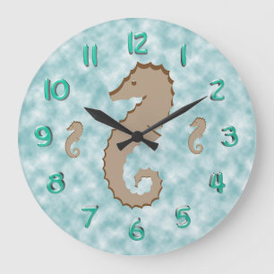 Clock - Stylised Seahorses