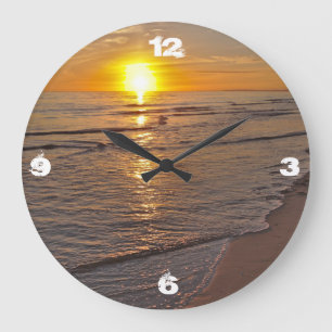 Clock: Sunset by the Beach Large Clock