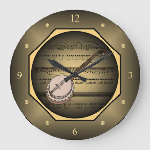 Clock-tagon ~ Banjo ~ Sheet Music ~ Unique ~ Large Clock