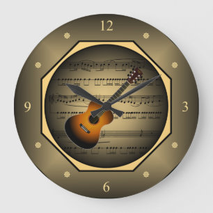 Clock-tagon ~ Guitar ~ Sheet Music ~ Unique ~ Large Clock
