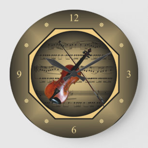 Clock-tagon ~ Violin ~ Sheet Music ~ Unique ~ Large Clock
