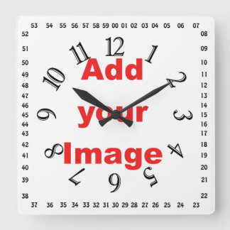 Clock template - Square & numbers - Add your Image