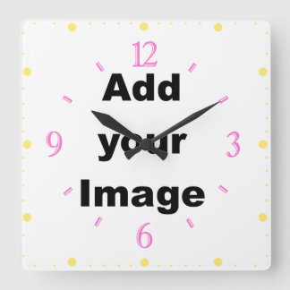 Clock template - Square & numbers pastel Add Image