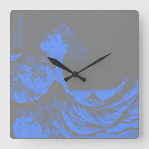 Clock The Great Wave Blue & Grey