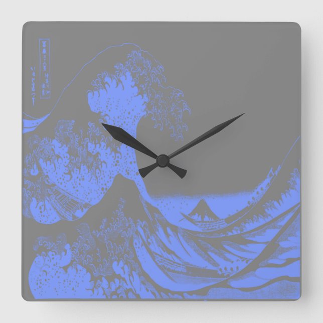 Clock The Great Wave Blue & Grey (Front)