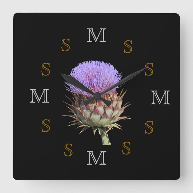 Clock - Thistle and Intials (Front)