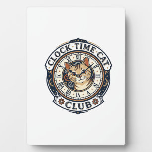 Clock Time Cat Cat Graphic Tee Art - Clock Time Ca Plaque