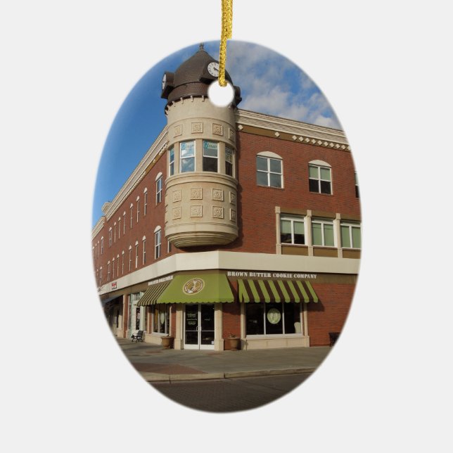 Clock Tower, Downtown Paso Robles, California Ceramic Tree Decoration (Front)