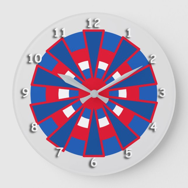 Clock - Triangles and Circles Red White Blue (Front)