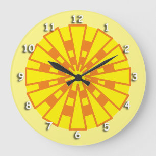 Clock - Triangles and Circles Yellow and Orange