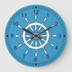 Clock - White Ship Wheel
