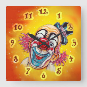 CLOCK WITH A COLORFUL LAUGHING CLOWN