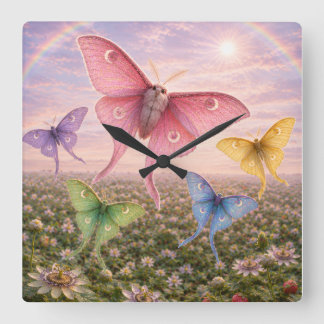clock with colourful flower and butterfly design