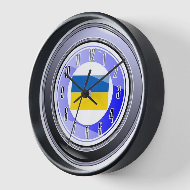 Clock with Flag of Ukraine Blue Yellow (Angle)