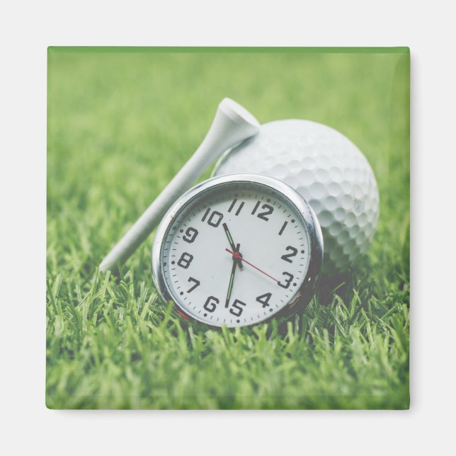 Clock with golf ball and tee it is time for golf magnet (Front)