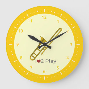 Clock with illustration of a trombone