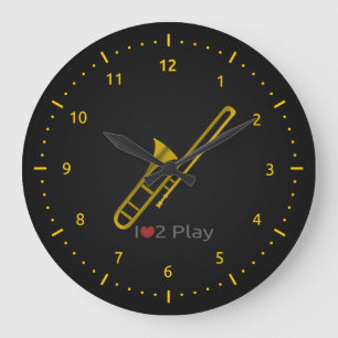 Clock with illustration of a trombone