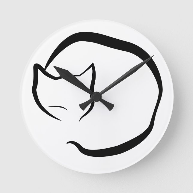 Clock with sleeping cat in four lines (Front)