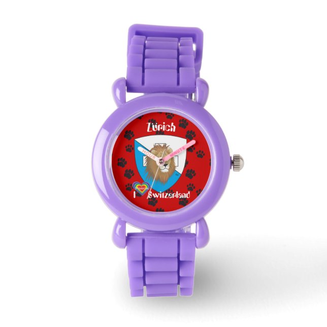 clock with Swiss draft Zurich Switzerland Watch (Front)