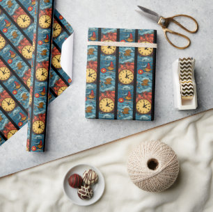 Clock world wrapping paper
