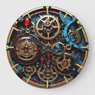 clockpunk Clock, Gears  Large Clock