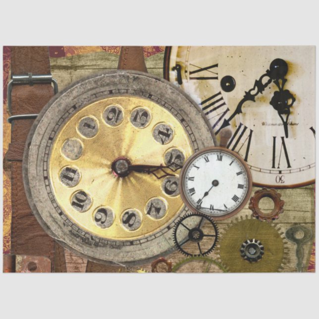 Clocks Gears 33 Decoupage Tissue Paper (Front)