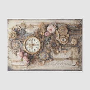 Clocks, Gears, Flowers and Ephemera Tissue Paper