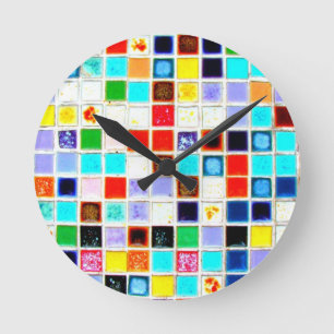 Clocks-Misc/Abstract-Mosaics 4 Round Clock