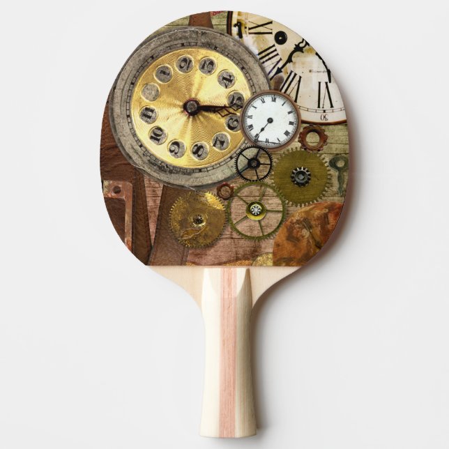 Clocks Rusty Old Steampunk Art Ping Pong Paddle (Front)