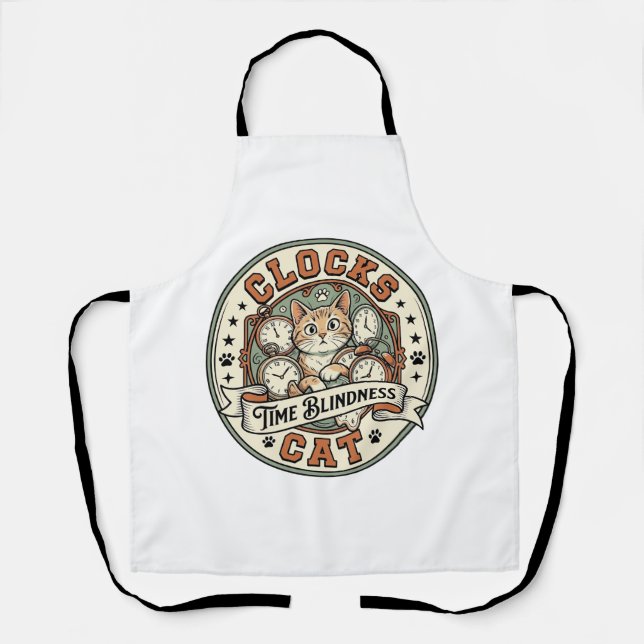 Clocks Time Blindness Cat Clocks Time Blindness Ca Apron (Front)