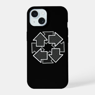 Clockwise Arrows Minimal Geometric Black Variant 2 iPhone 15 Case