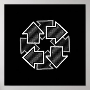 Clockwise Arrows Minimal Geometric Black Variant 2 Poster