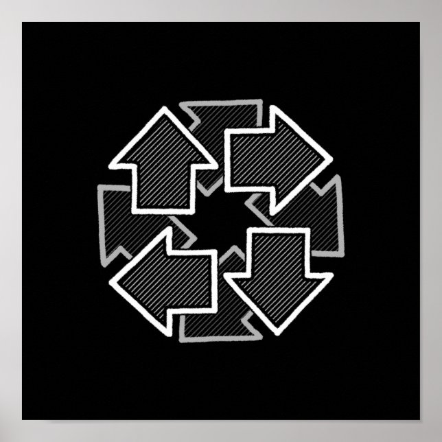 Clockwise Arrows Minimal Geometric Black Variant 2 Poster (Front)